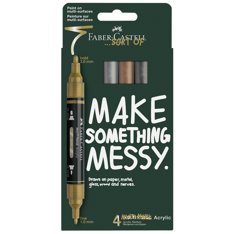 Akrylové fixy FABER-CASTELL Multimark, 4 ks Metallic