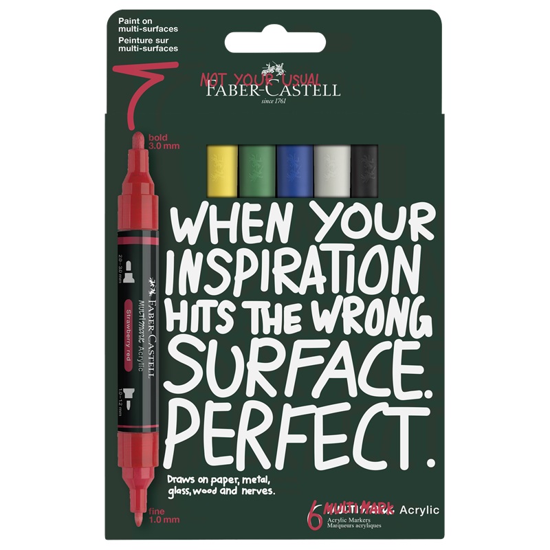 Akrylové fixy FABER-CASTELL Multimark, 6 ks Basic