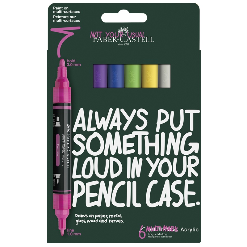 Akrylové fixy FABER-CASTELL Multimark, 6 ks Vibrant