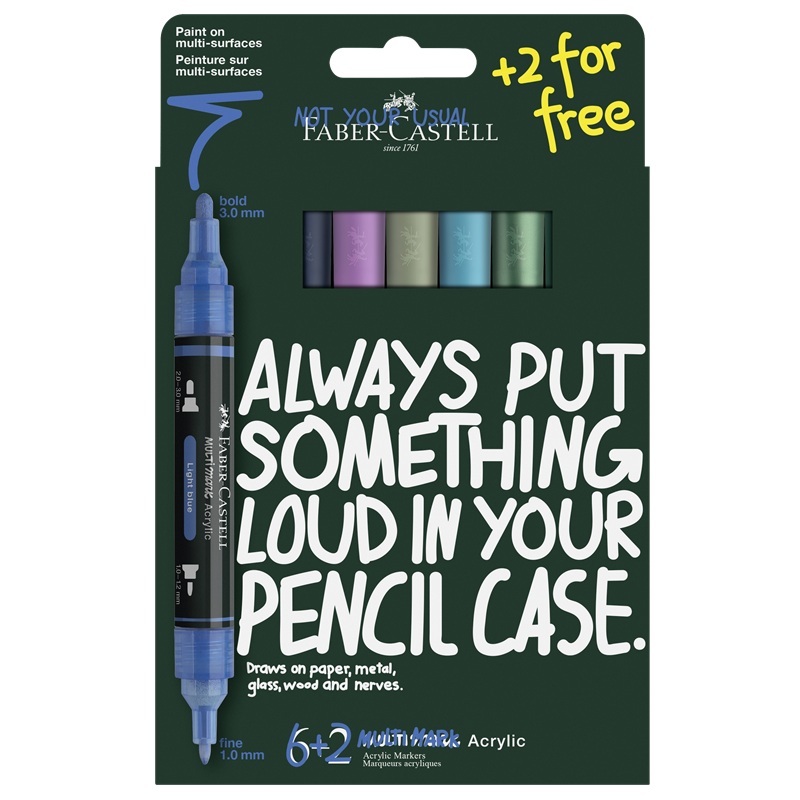 Akrylové fixy FABER-CASTELL Multimark, 8 ks Frost