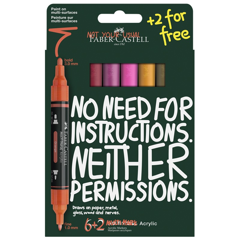 Akrylové fixy FABER-CASTELL Multimark, 8 ks Flame