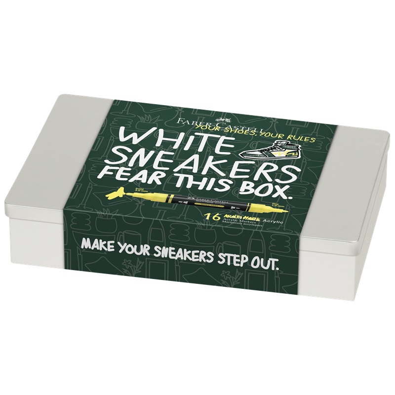 Akrylové fixy FABER-CASTELL Multimark, 10 ks Kicks v kovové krabičce