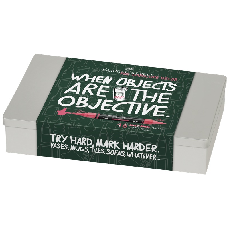 Akrylové fixy FABER-CASTELL Multimark, 10 ks Home v kovové krabičce