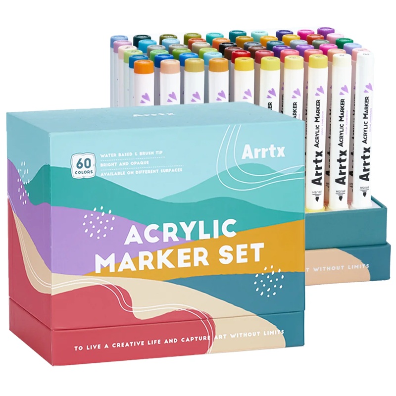 Akrylové fixy ARRTX štětcové, 60 ks přírodní