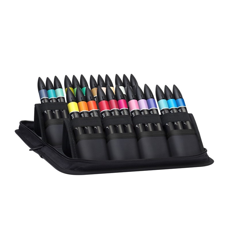 Lihové fixy WINSOR & NEWTON Promarker Fine & Chisel, 24ks ARTS AND ILLUSTRATION v penále