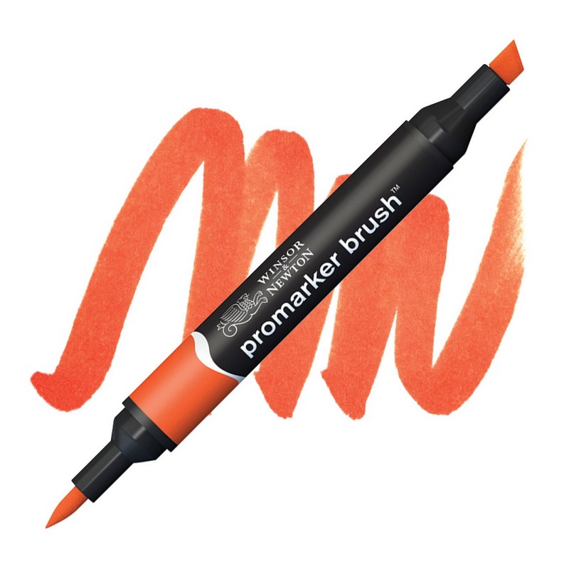 Lihová fixa WINSOR & NEWTON Promarker Brush & Chisel, BRIGHT ORANGE (O177)