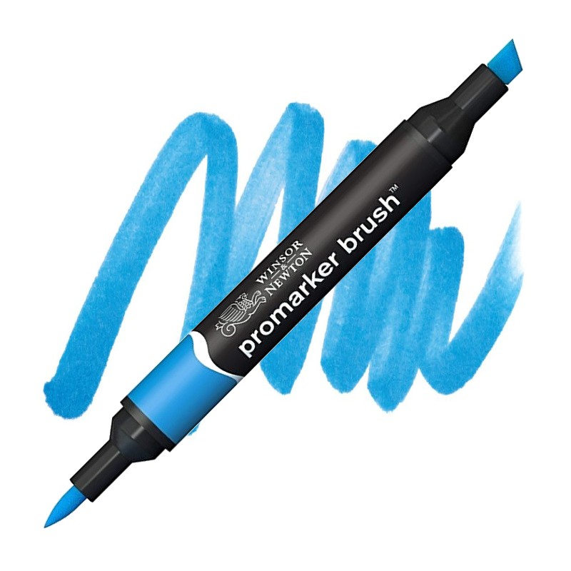 Lihová fixa WINSOR & NEWTON Promarker Brush & Chisel, AZUR (B346)