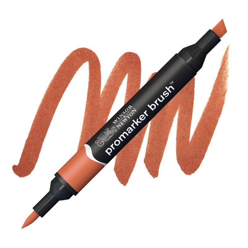 Lihová fixa WINSOR & NEWTON Promarker Brush & Chisel, BURNT ORANGE (R946)