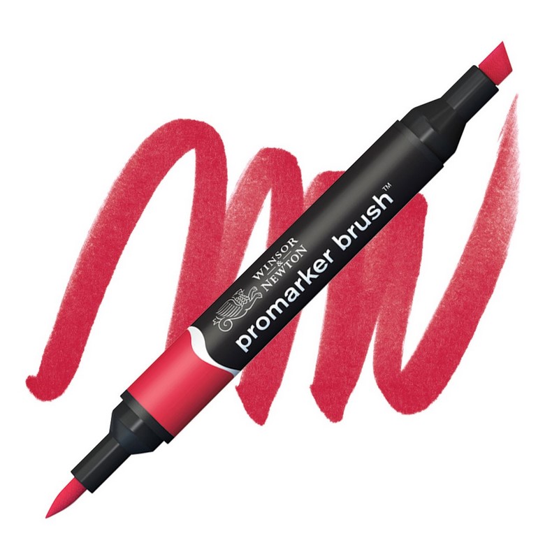 Lihová fixa WINSOR & NEWTON Promarker Brush & Chisel, BERRY RED (R665)