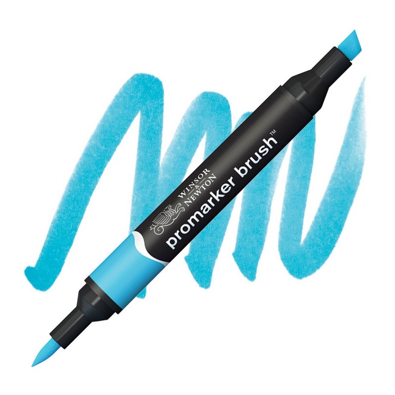 Lihová fixa WINSOR & NEWTON Promarker Brush & Chisel, CYAN (C847)