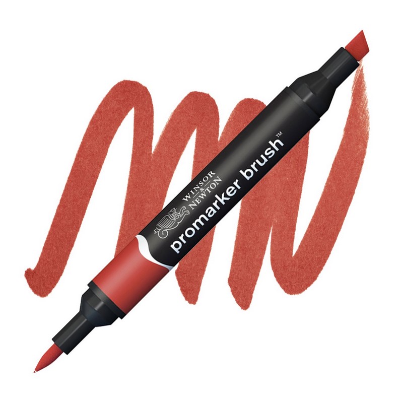 Lihová fixa WINSOR & NEWTON Promarker Brush & Chisel, FIREBRICK (R735)