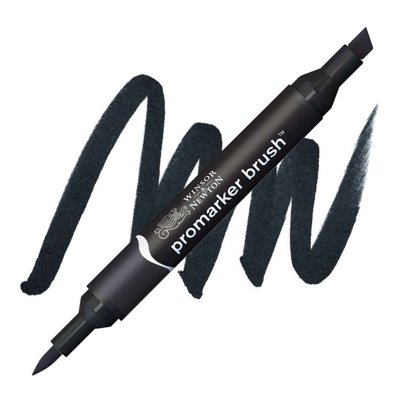 Lihová fixa WINSOR & NEWTON Promarker Brush & Chisel, BLACK (XB)