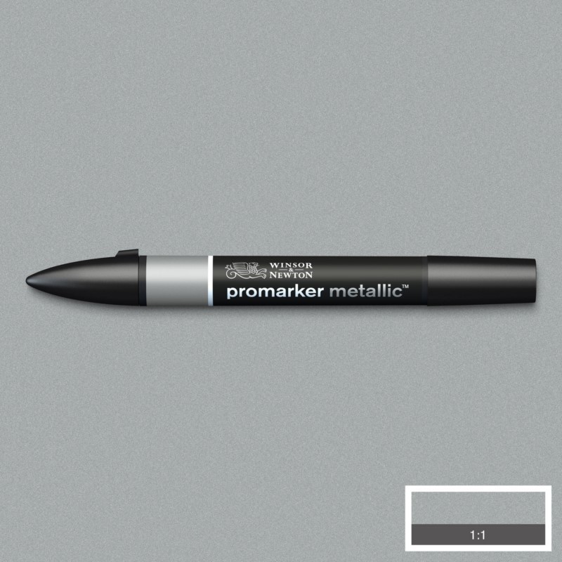 Pigmentová fixa WINSOR & NEWTON Promarker Fine & Round, METALLIC SILVER
