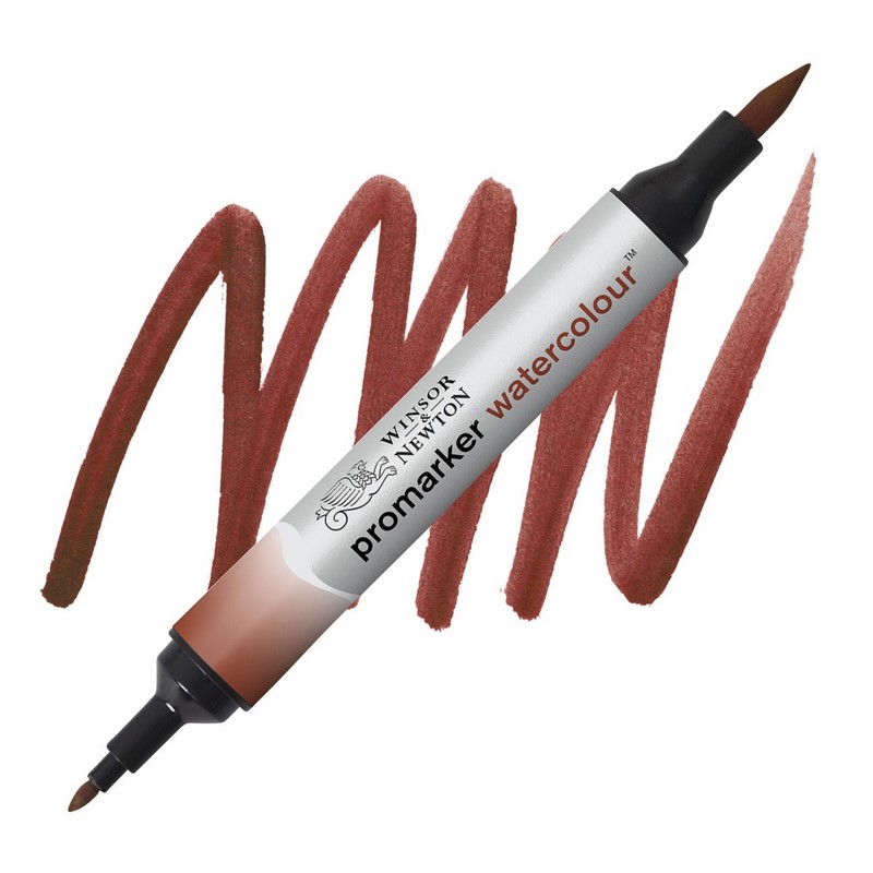 Akvarelová fixa WINSOR & NEWTON Promarker Brush & Fine, 061 BURNT RED
