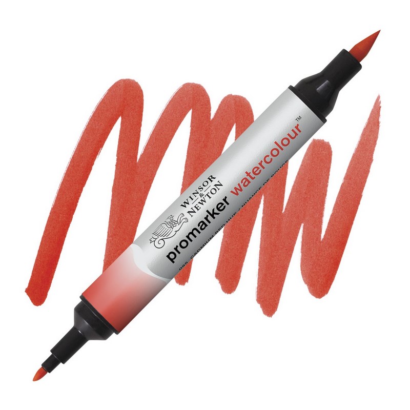 Akvarelová fixa WINSOR & NEWTON Promarker Brush & Fine, 095 CADMIUM RED HUE