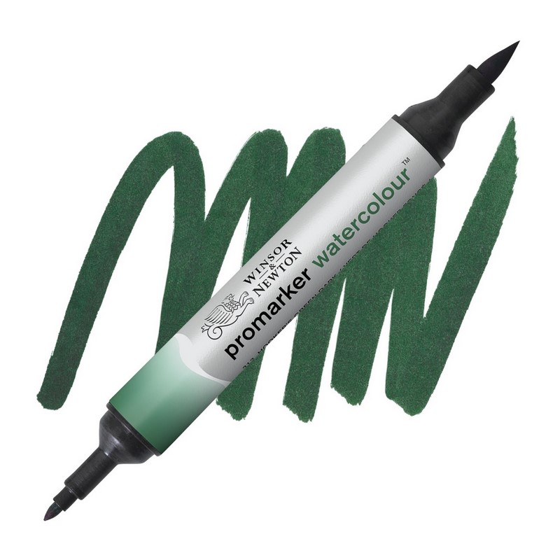 Akvarelová fixa WINSOR & NEWTON Promarker Brush & Fine, 312 HOOKER'S GREEN DARK