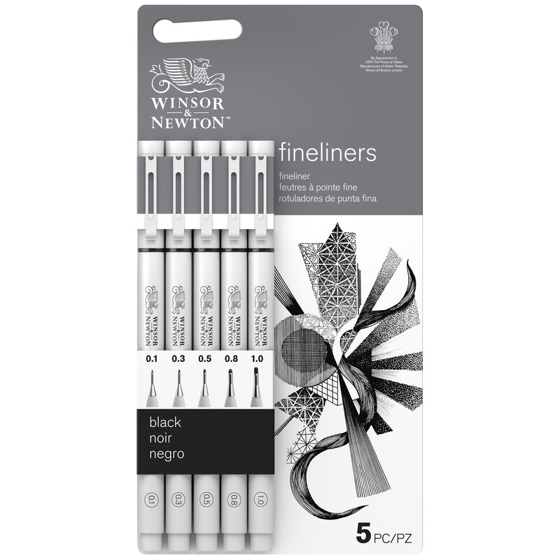 WINSOR & NEWTON Technické linery WINSOR & NEWTON, 5ks černé
