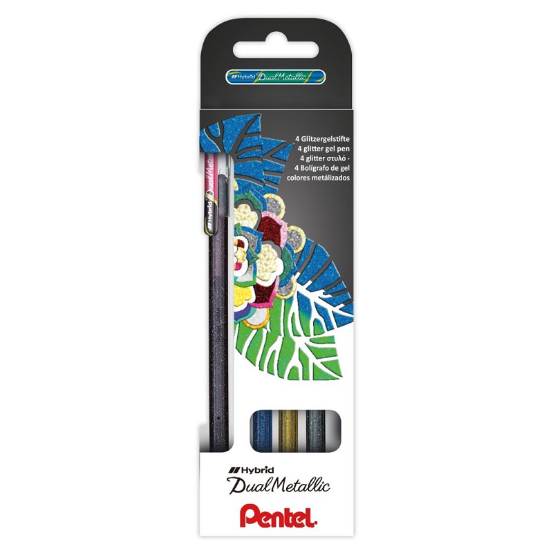 PENTEL gelový roller Hybrid Dual Metallic, 4ks základní