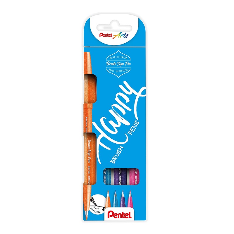 PENTEL Touch Brush Sign Pen, 4ks sekundární