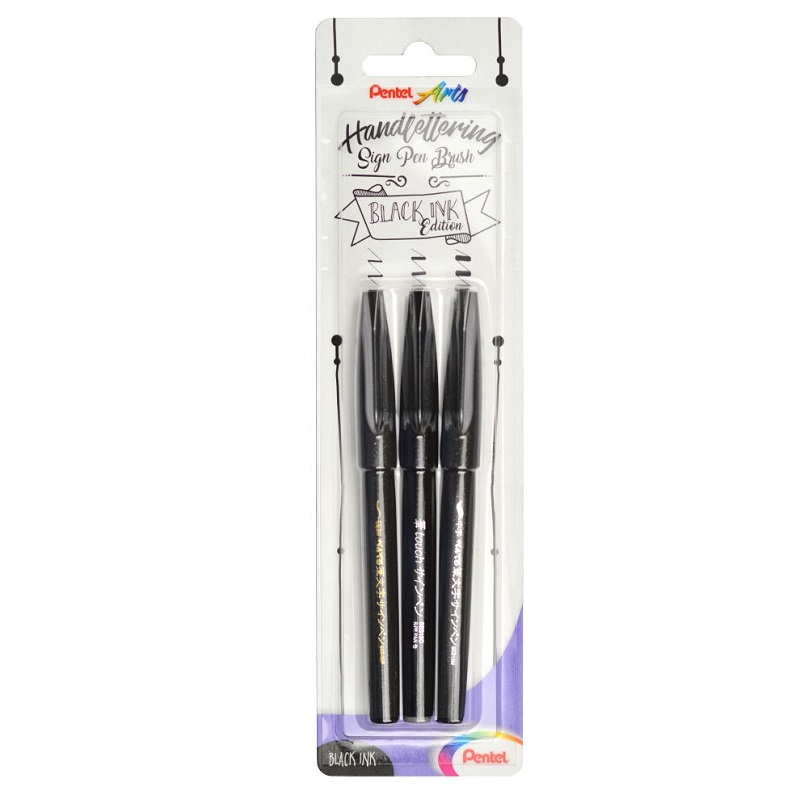 PENTEL Touch Brush Sign Pen, 3ks