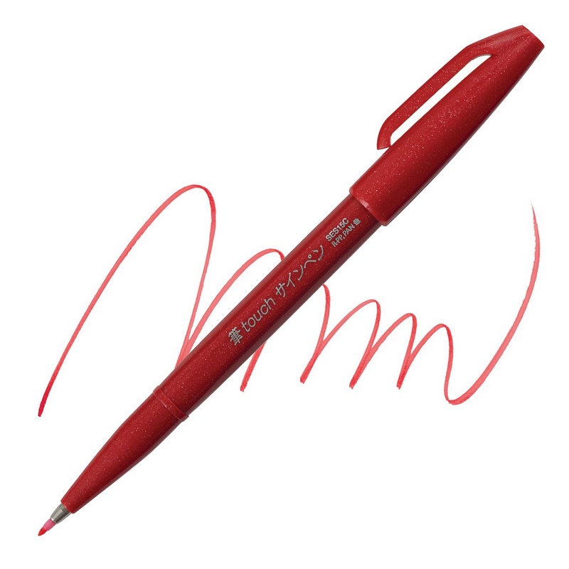 PENTEL Touch Brush Sign Pen, červený