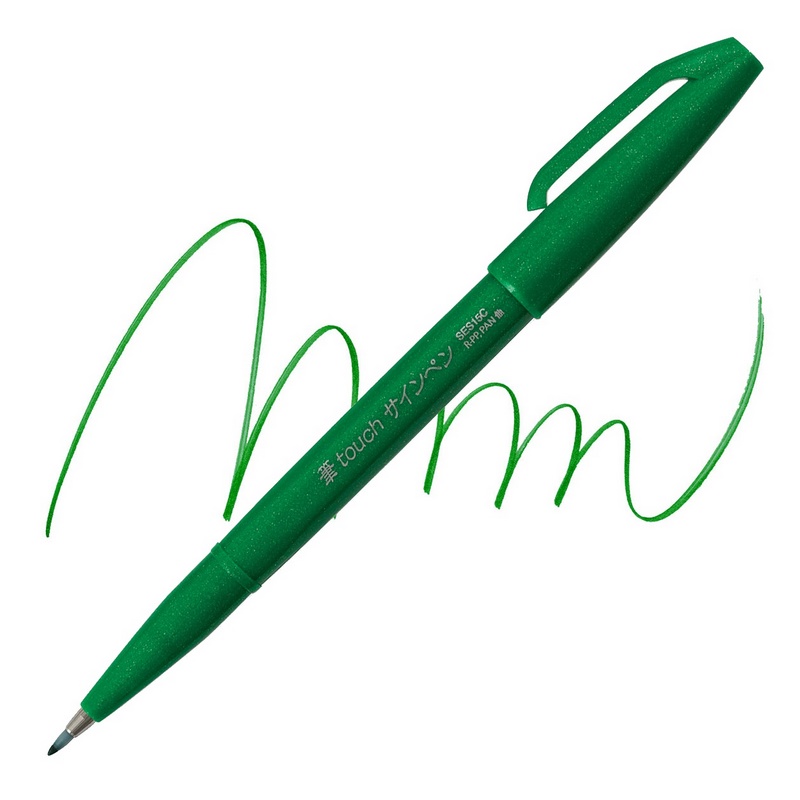 PENTEL Touch Brush Sign Pen, zelený