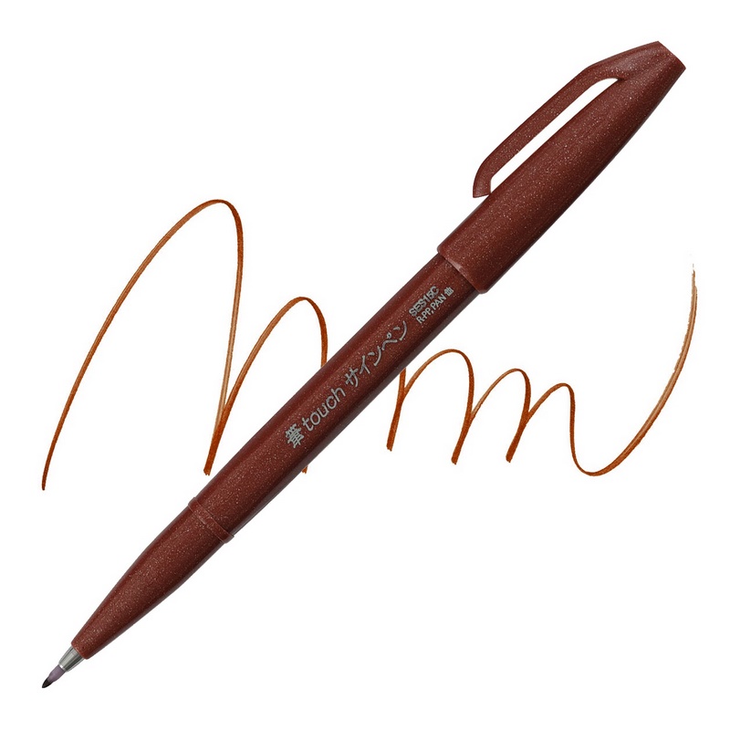 PENTEL Touch Brush Sign Pen, hnědý
