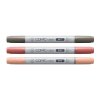 Lihové fixy COPIC Ciao oboustranné Brush & Chisel 3ks, Warm Palette
