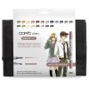 Lihové fixy COPIC Ciao oboustranné Brush & Chisel 20ks, tóny Manga v penále