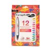 Akrylové fixy GRAPH'IT oboustranné Brush & Fine, 12ks Floral