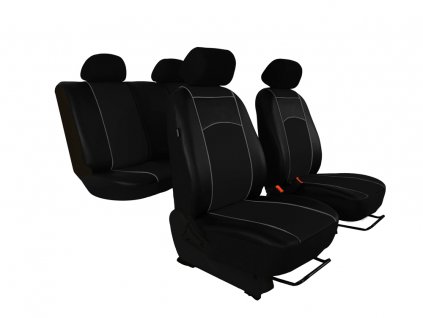 Autopotahy Škoda Fabia I kožené Tuning černé, dělené zadní sedadla, 5 opěrek hlavy,  + OPTIK utěrka 20x20 cm Smart Microfiber zdarma