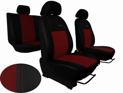Autopotahy Škoda Fabia I, kožené EXCLUSIVE černovínové, dělené zadní sedadla, 5 opěrek hla  + OPTIK utěrka 20x20 cm Smart Microfiber zdarma