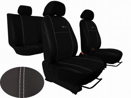 Autopotahy Škoda Fabia II, kožené EXCLUSIVE černé, dělené zadní sedadla  + OPTIK utěrka 20x20 cm Smart Microfiber zdarma