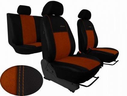 Autopotahy Peugeot Boxer II, 3 místa, stolek, EXCLUSIVE kožené s alcantarou, hnědé  + OPTIK utěrka 20x20 cm Smart Microfiber zdarma