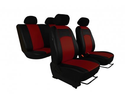 Autopotahy Nissan Qashqai I, bez zadní loketní opěrky, od r. 2006, kožené TUNING vínové  + OPTIK utěrka 20x20 cm Smart Microfiber zdarma