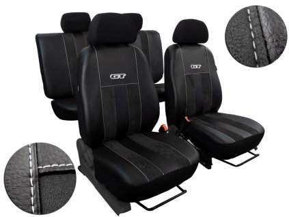 Autopotahy ŠKODA OCTAVIA III, integrované přední opěrky hlavy, GT černé  + OPTIK utěrka 20x20 cm Smart Microfiber zdarma