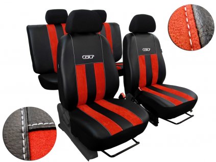 Autopotahy ŠKODA OCTAVIA III, integrované přední opěrky hlavy, GT cíhlové  + OPTIK utěrka 20x20 cm Smart Microfiber zdarma