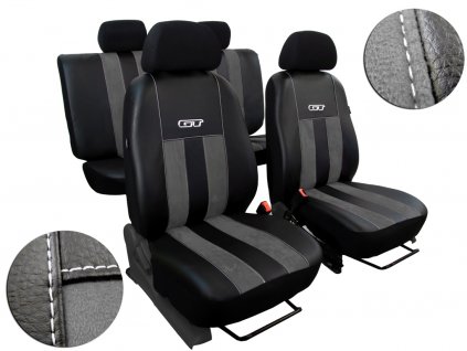 Autopotahy HYUNDAI i20 II, od r. v. 2014-2020, GT kůže a alcantara šedé  + OPTIK utěrka 20x20 cm Smart Microfiber zdarma