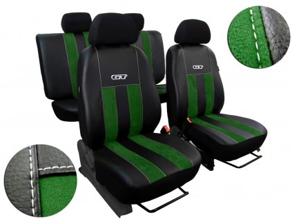 Autopotahy HYUNDAI i20 II, od r. v. 2014-2020, GT kůže a alcantara zelené  + OPTIK utěrka 20x20 cm Smart Microfiber zdarma