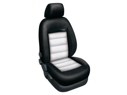 Autopotahy Škoda FABIA III, 5 dveř HB, AUTHENTIC LEATHER, černobílé  + OPTIMÁL utěrka na auto i úklid Smart Microfiber zdarma