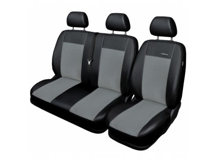 Autopotahy Citroen Berlingo III, 3 MÍSTA, od r. 2018, Eco kůže + alcantara šedé  + OPTIK utěrka 20x20 cm Smart Microfiber zdarma