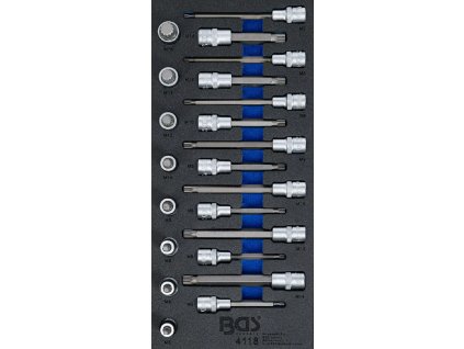 Sada nástrčných klíčů v pěnové výplni, tisícihran XZN, 1/2", 22 ks - B4118