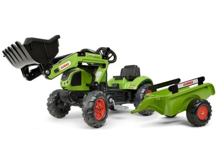FALK Šlapací traktor 2040AM Claas Arion 410 s nakladačem a vlečkou - zelený