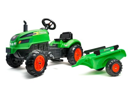 FALK Šlapací traktor 2048AB X-Tractor s vlečkou a otevírací kapotou - zelený