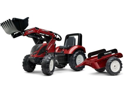 FALK Šlapací traktor 4000 VALTRA S4 s předním nakladačem a vlečkou