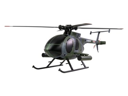 Hughes MD500 vojenský RC vrtulník, 4 kanálový s gyroskopem 6G, RTF, šedý