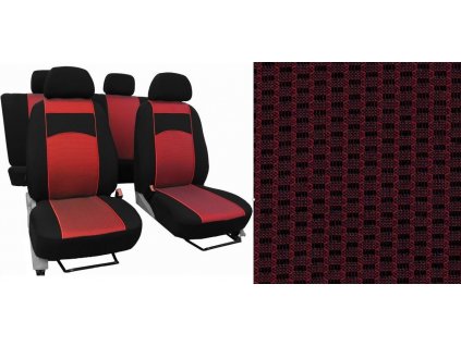 Autopotahy HYUNDAI i30 II, TYP GD, se zadní loketní op.,od 2012-2017, VIP červené  + OPTIK utěrka 20x20 cm Smart Microfiber zdarma