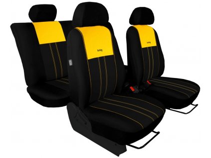 Autopotahy VOLKSWAGEN POLO V, dělená zadní sedadla, od r. v.2009, DUO TUNING žluto černé  + OPTIK utěrka 20x20 cm Smart Microfiber zdarma