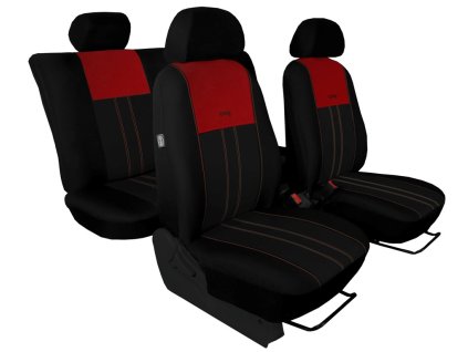 Autopotahy VOLKSWAGEN POLO V, dělená zadní sedadla, od r. v.2009, DUO TUNING vínovo černé  + OPTIK utěrka 20x20 cm Smart Microfiber zdarma