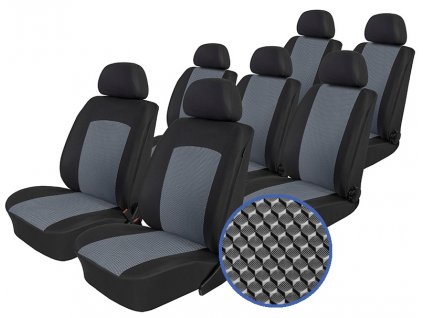 Autopotahy DACIA LODGY, 7 míst, BEZ STOLKŮ A BEZ LOKETNÍ OPĚRKY, 2012-2016, Dynamic šedé  + OPTIK utěrka 20x20 cm Smart Microfiber zdarma